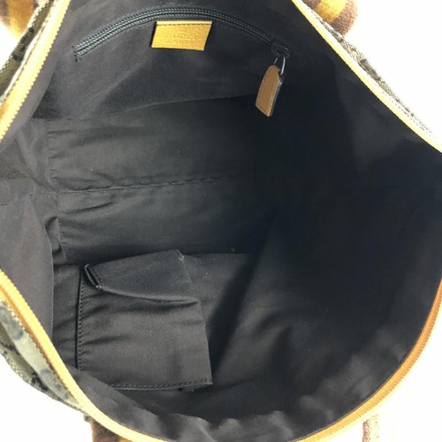 GUCCI Bolso de Mano Cartera GG Lona Línea Jerez Beige Amarillo Auténtico - Imagen 8 de 24