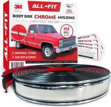 All-Fit Automotive Square Body Side Molding 2.25in Chrome Trim Fits Chevy GMC Tr