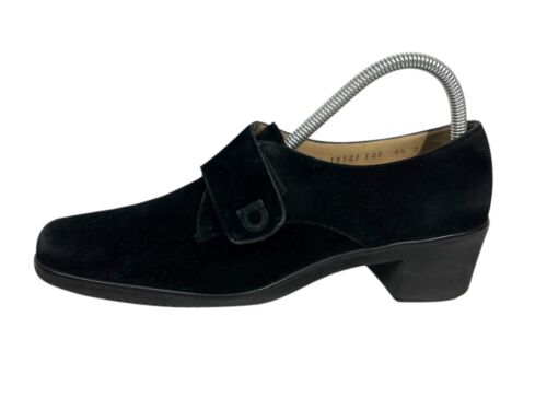 Salvatore Ferragamo Zapatos Mujer 8.5 B Negro Gamuza Bombas Flecos Informales Formales - Imagen 4 de 19