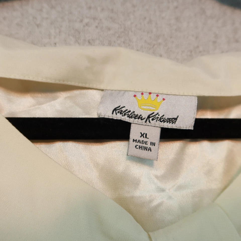 Blusa KATHLEEN KIRKWOOD Off White creme sem mangas com gola torcida, tamanho XL - Imagem 3 de 4