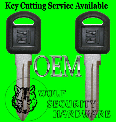 Lot of Two (2) GM Logo OEM Uncut Key Blank Small Black Plastic Head 596222 