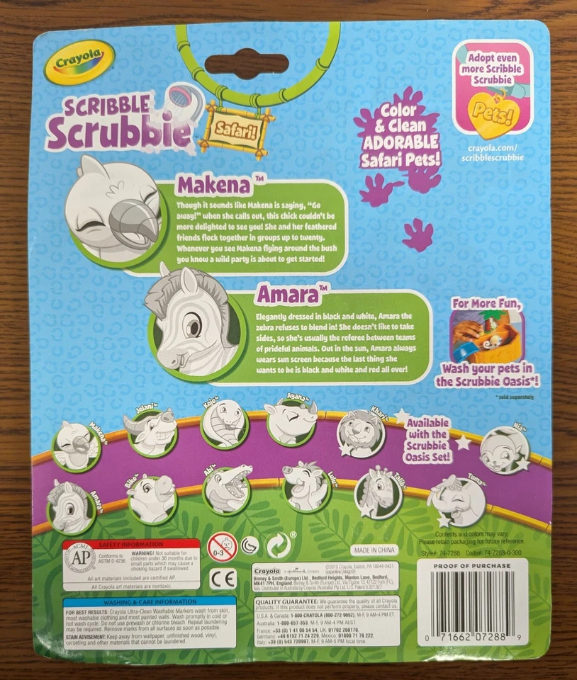 批量 10 件 - CRAYOLA SCRIBBLE SCRUBBIE 颜色 & 清洁可爱 SAFARI PETS NIP — 第 2/2 张图片