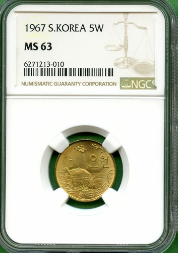 KOREA  1967  5 WON   NGC MS 63  
