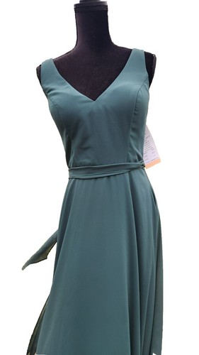 slim fit dress slacks BNWT Anthropologie Green Satin Midi Dress