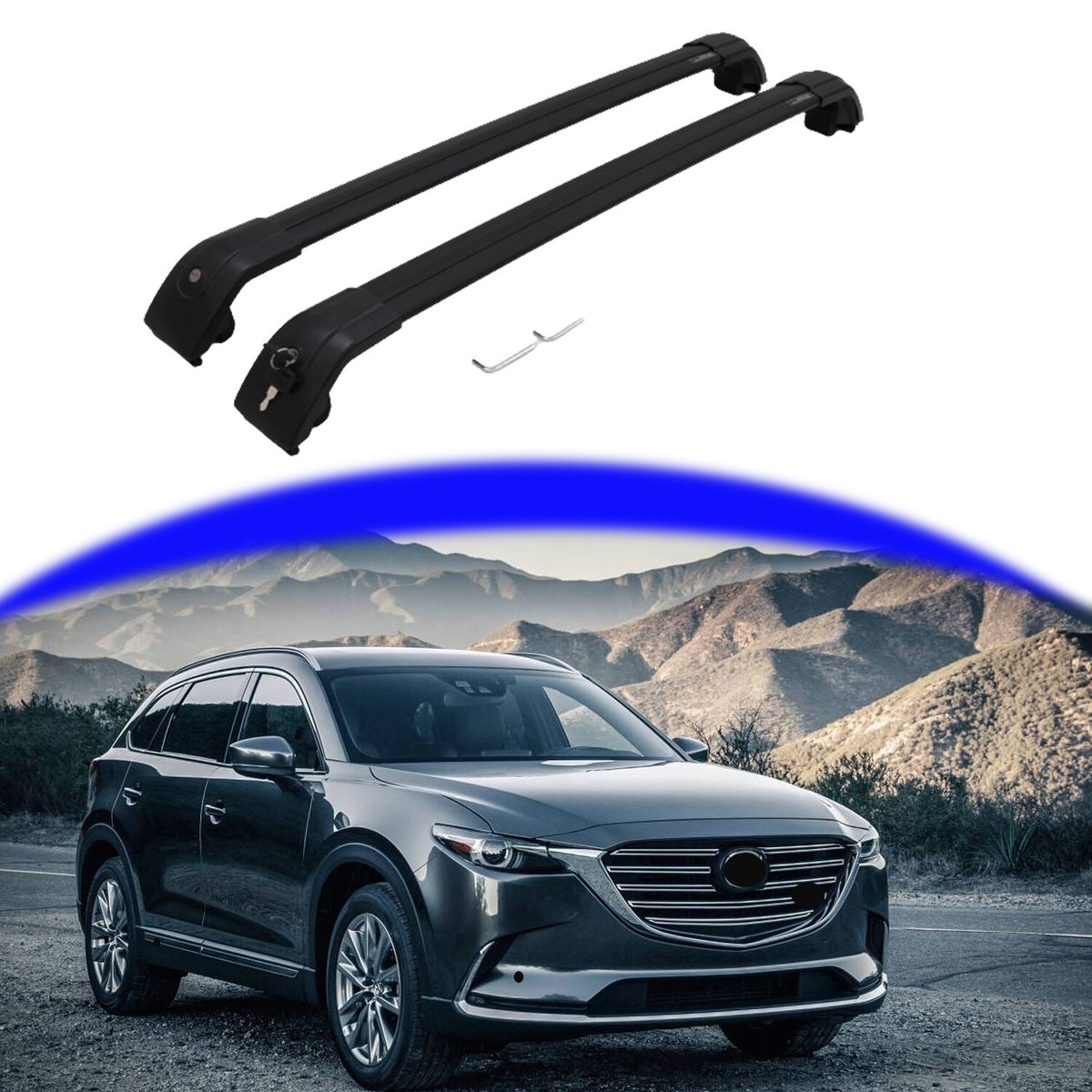 Lockable Roof Rack Cross Bar Fit for Mazda CX9 CX-9 2016-2023 Cargo Carrier