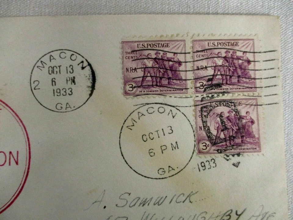OCT 13 1933 FIRST VISIT ZRS-5 USS MACON ZEPPELIN MACON GA NRA STAMPS COVER - Image 3 of 3