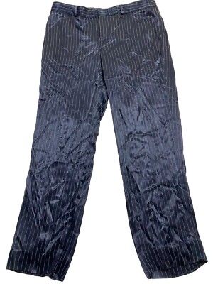 BANANA REPUBLIC Avery Shiny Rayon Black Striped Casual Pants WOMEN'S 