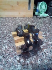 Wooden Cube 3D IQ puzzle game brain teaser 