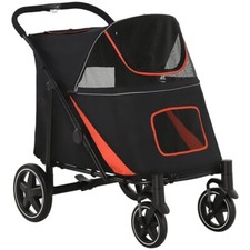 PawHut 4 Wheel One Click Foldable Pet Stroller w/ Front Shock Absorbers Brake