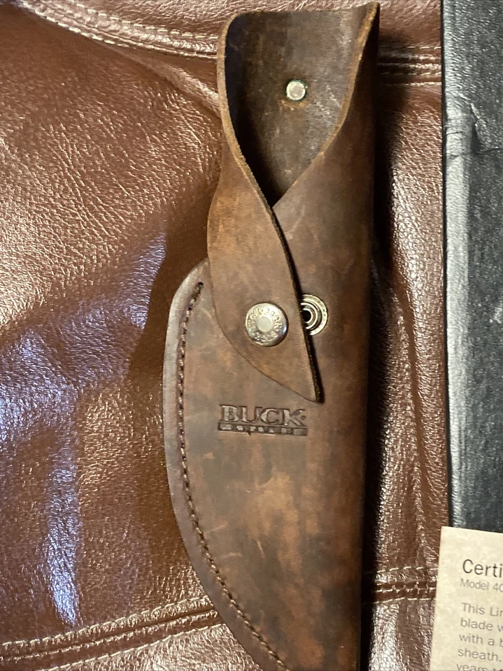 BUCK CUSTOM KNIFE 401 KALINGA L. Edit. 406/1000 - 420HC-gold Etched Jaguar-2007 - Image 3 of 4