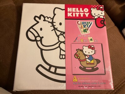 Leinwand Hello Kitty Schaukelpferd Sanrio für Kinder Mal-Set