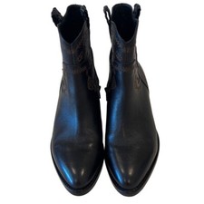 Julia Ash Shoes Womens 40 Ankle Boots Leather Western Black Brown Embroi...