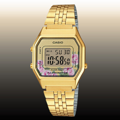 Casio LA-680WGA-4C Ladies Gold Tone Digital Watch Mid-Size