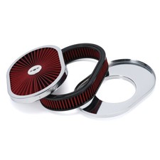 For Chevy Ford Universal 12 Oval Air Cleaner Set Super Flow Blackred Hot Rod