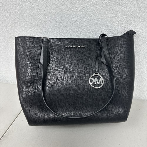 Michael Kors Kimberly Large Leather Top Zip Bonded Tote Solid Black - Picture 3 of 9