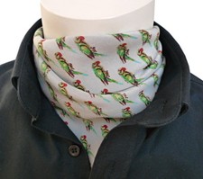 edles Herren Seidentuch Nickituch Halstuch Papagei Vogel grau blau grün Tuch 163