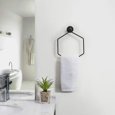 Contemporary Wall Mounted Hexagon Black Metal Bathroom Kitchen