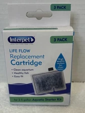 Interpet Life Flow Cartridge Fish Tank Filter, 2.5 Gal Aquatic Starter kit 3Pk