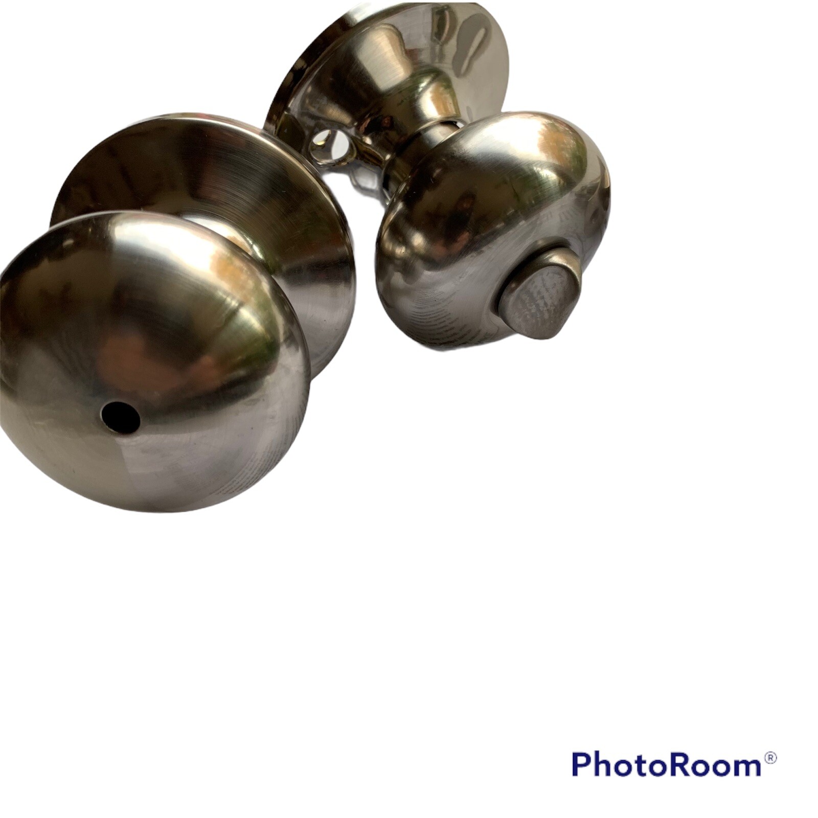 Unbranded Chrome Privacy Door Knob Latch Lock Set Open Box-image