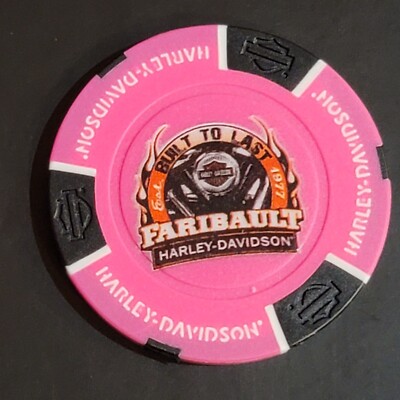 FARIBAULT HD~ MINNESOTA (Neon Pink/Black Full Color) Harley Davidson Poker Chip