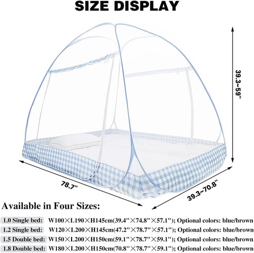 Digead Mosquito Net, 150x200cm Bed Canopy Blue Edge Camping Curtain - Picture 2 of 2