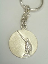 925 Silver KEYCHAIN with ALBERTO DA GIUSSANO - Alloy - Wood -