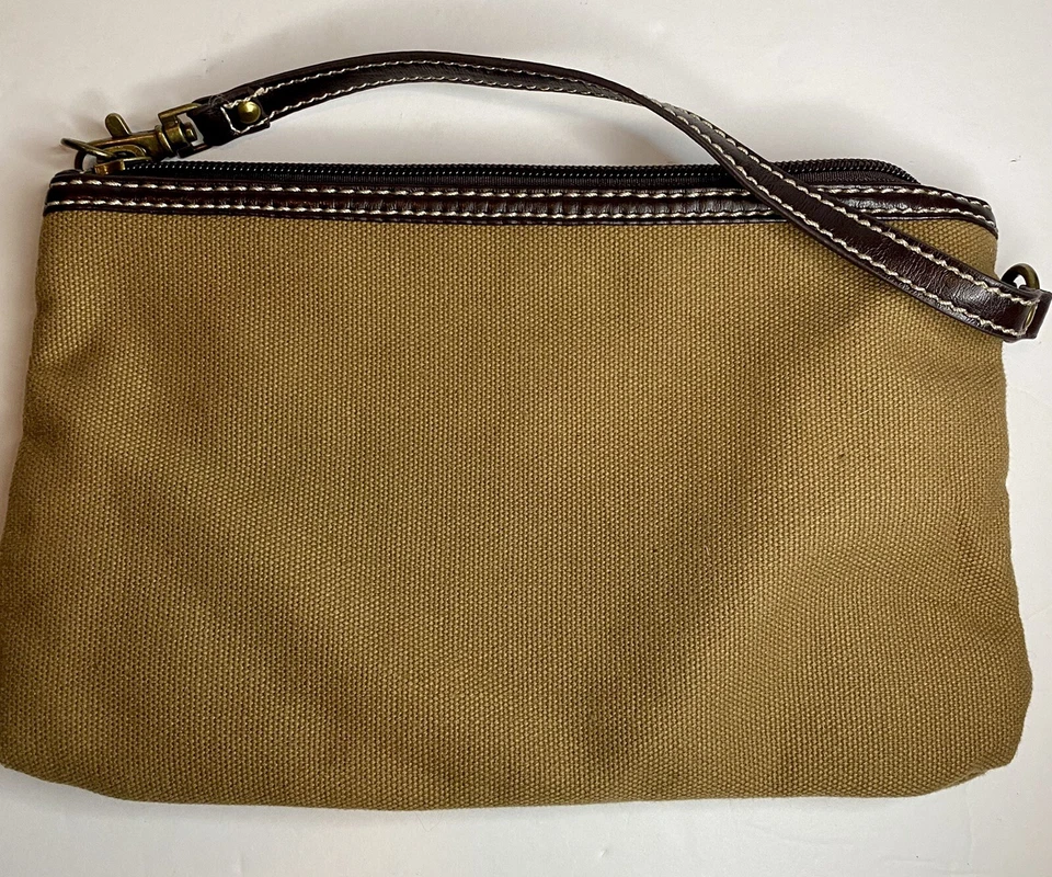 Bolso sin asas de moneda con puntada de flor y botón Chala marrón Foto 2 de 4