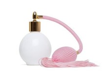 78ml White Gloss Perfume Bottle Atomizer Baby Pink Tassel, Funnel, Gift Box (GF)