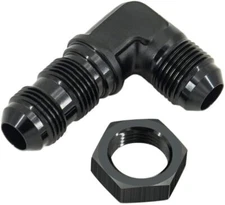 8 AN AN8 Male to Male 90 Degree Bulkhead Fitting Adapter With Nut Black 