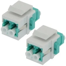2x LC/UPC OM3 Keystone Jack Duplex Multi Mode Fiber Optical Insert Coupler Aqua