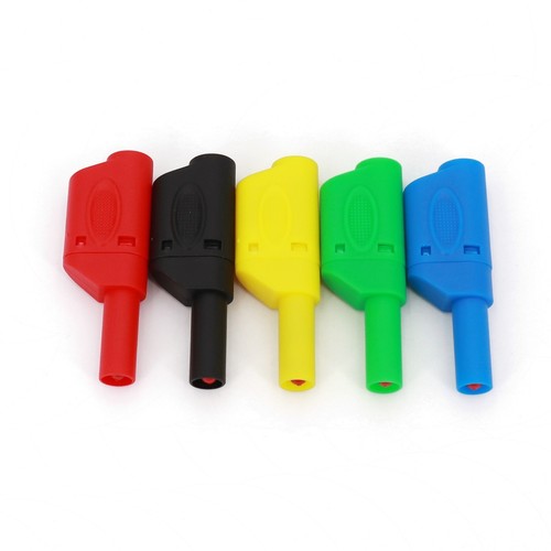 10Pcs 5 Colors Shrouded Full Insulated Stackable 4mm Male Banana Plug Connector - Picture 2 of 5