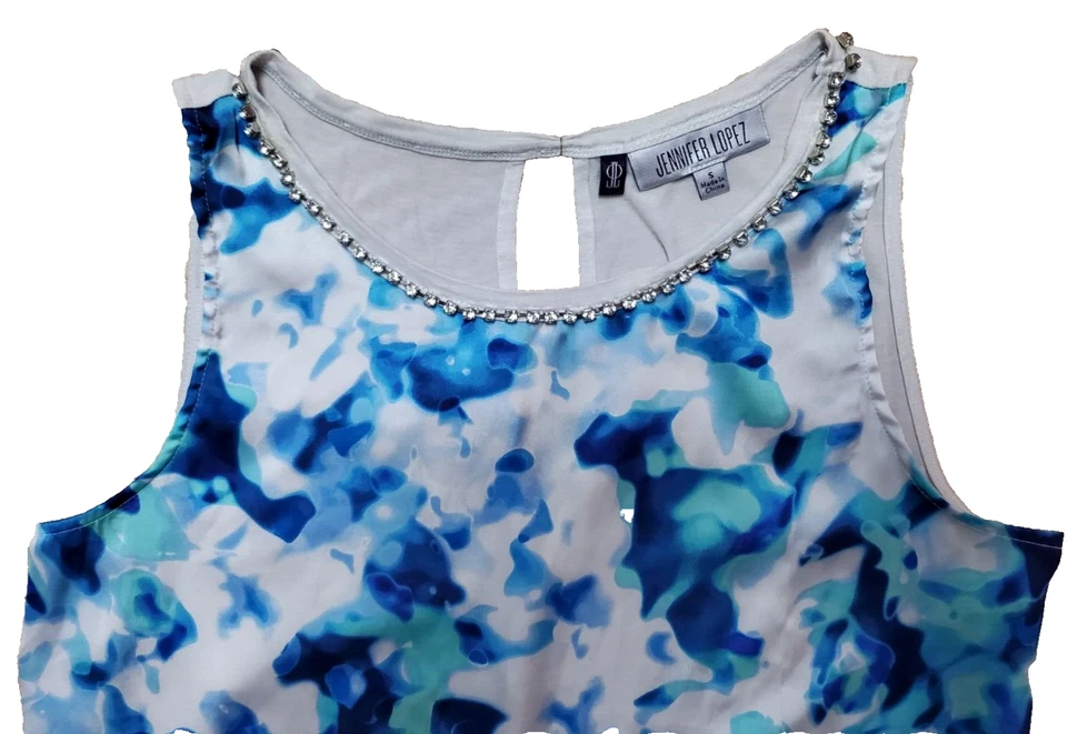 Blusa sin mangas Jennifer Lopez para mujer pequeña adornada pedrería Foto 2 de 4
