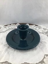 Hall China Dark Teal Candlestick Candle Holder Vintage 604 Made In USA