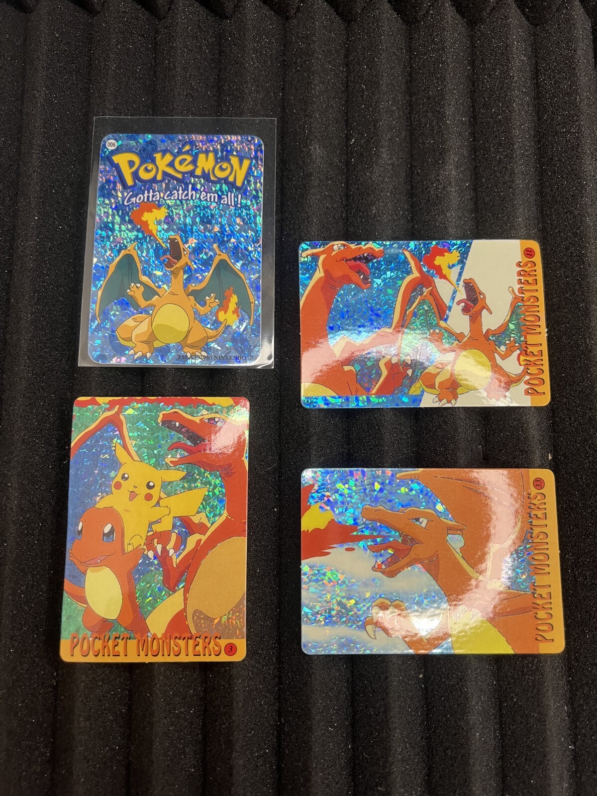 4 Card Lot - 1999 Pokemon Charizard #6 Vending Machine Prism Sticker