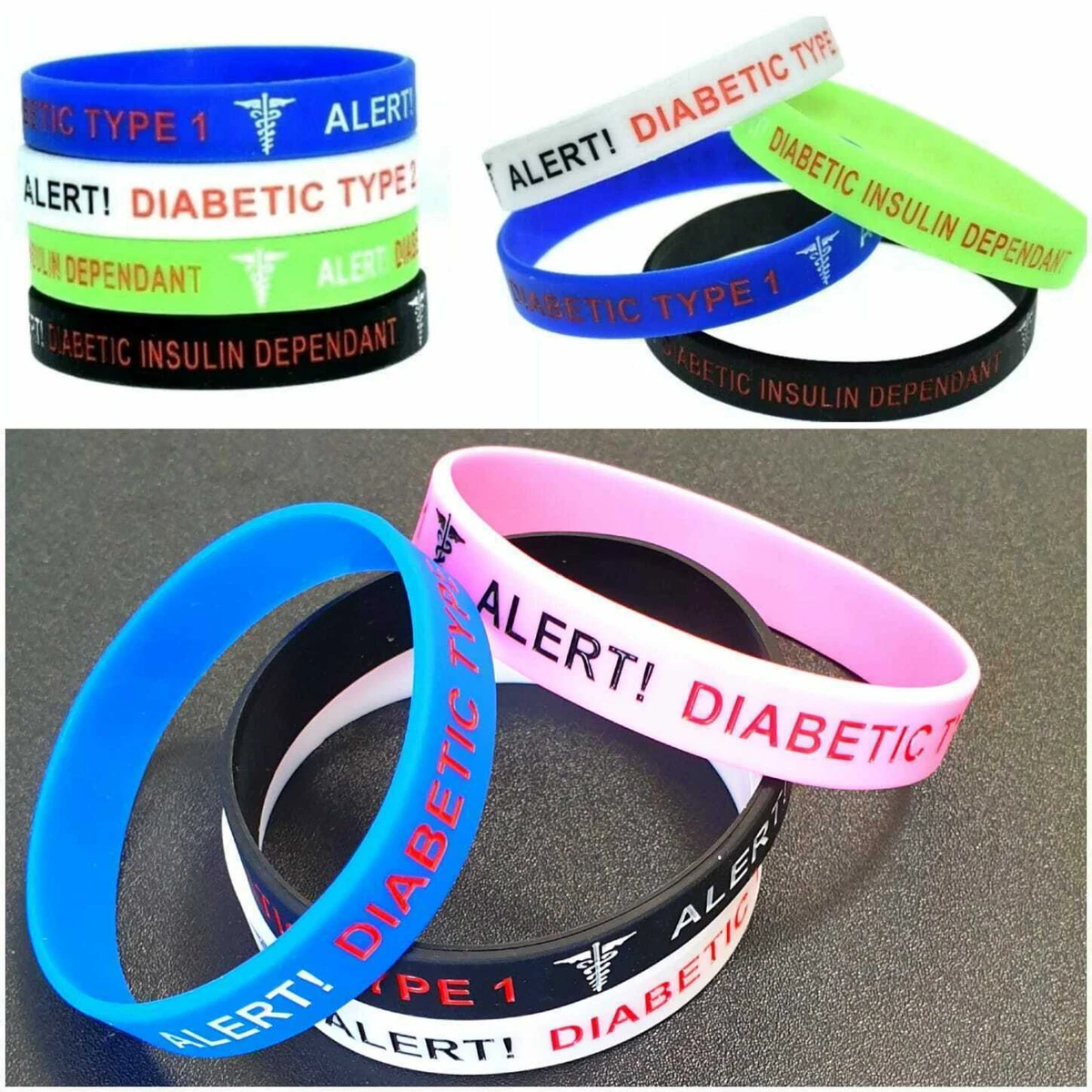 Diabetic Medical Alert Bracelet Insulin Type 1 Type 2 Diabetes
