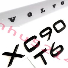 For Volvo + XC90 T6 Rear Trunk Lid Letter Badge Nameplate Emblem Gloss Black 3P