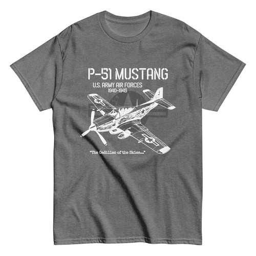 P-51 Mustang USAF T-Shirt – WW2 Fighter Plane Graphic Tee for Aviation Fans - Picture 13 of 13