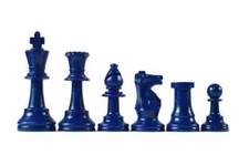 Wholesale Chess Triple Weighted Staunton Colored Pieces (Blue)
