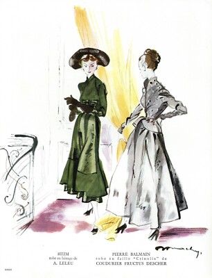 Pierre Balmain French Fashion Print Ad Coudurier Fructus Descher Demachy 1947
