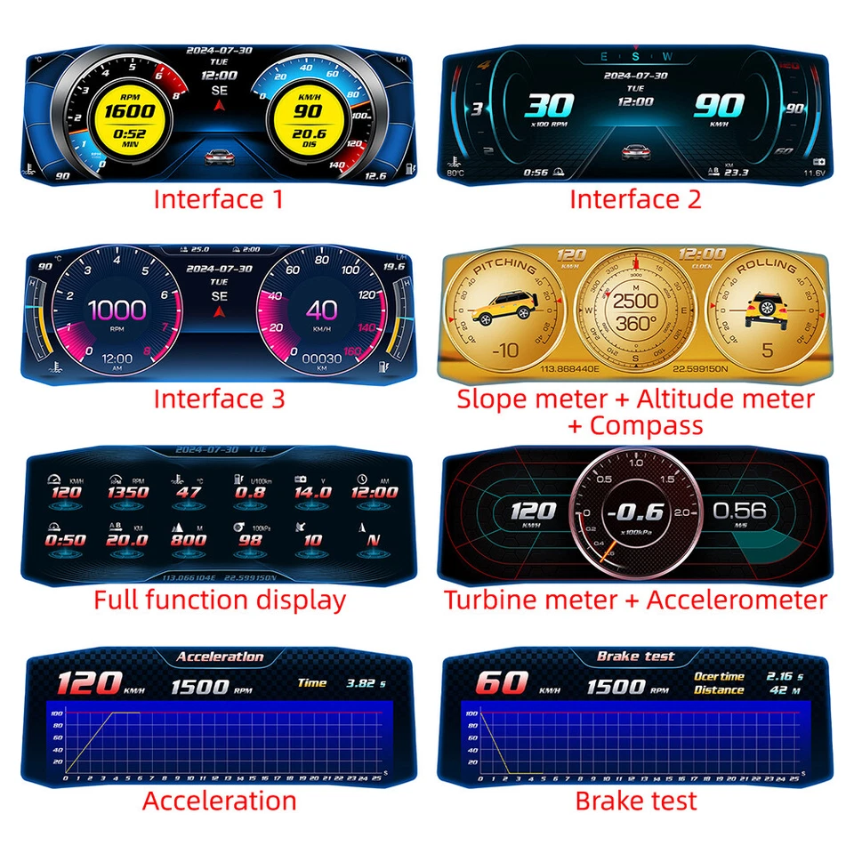 OBD2+GPS Car HUD Head Up Display Digital Speedometer Smart LCD Gauge Odometer - Image 3 of 4