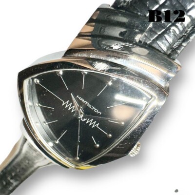 HAMILTON VENTURA H244110 Quartz Analog watch buckle Black x Silver