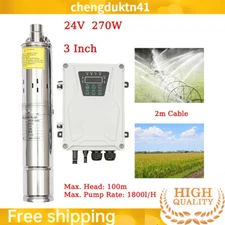 270W 3" DC 24V Solar Water Pump Submersible Deep Bore Well Pump+ MPPT Controller