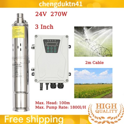 270W 3'' DC 24V Solar Water Pump Submersible Deep Bore Well Pump+ MPPT Controller