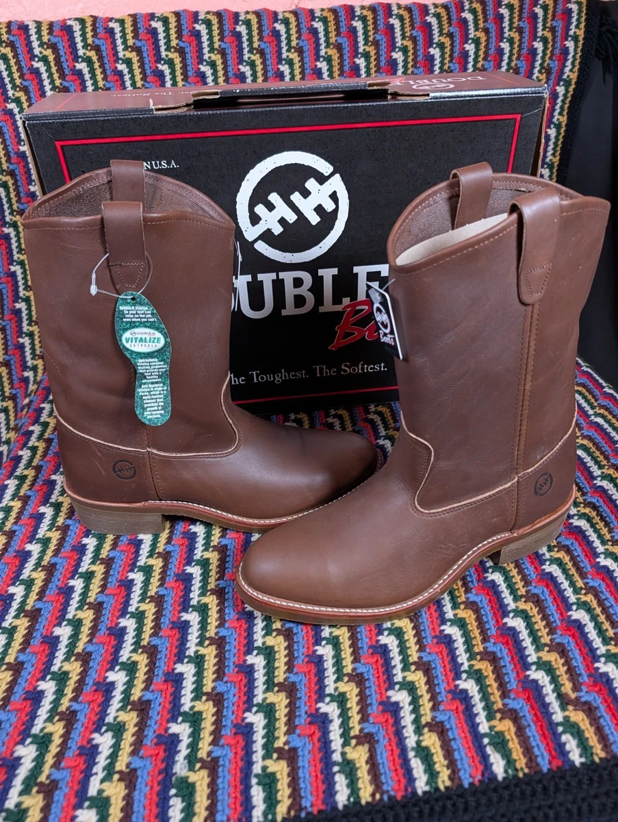 Vintage Western Cowboy Boots Double H Cuir acajou marron foncé 9.5 D 9-1/2 Hommes Unisexe HH - France