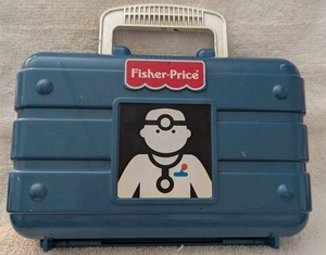 Fisher-Price Vintage TOY Medical Doctor Kit BLUE HARD CASE Complete 
