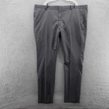 Nordstrom Mens Tech Smart Trim Fit Gray Dress Pant Size 50W Wool Unhemmed NEW
