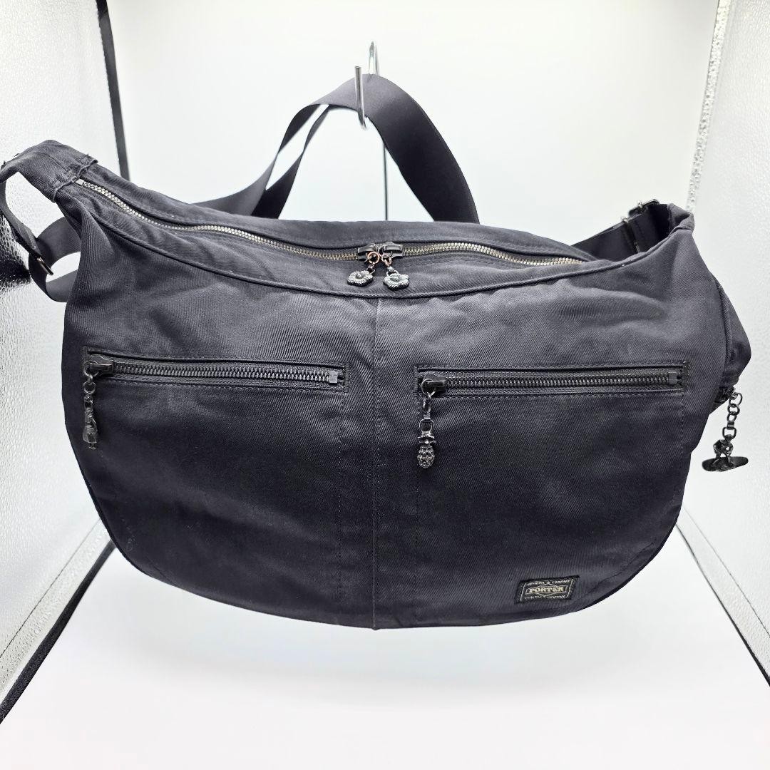 Yoshida Kaban Porter Aloha Loco Cotton Shoulder Bag Black Rare Authentic