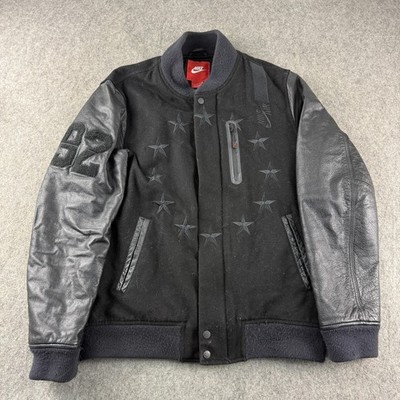 Nike Air Destroyer Bomberjacke Herren Large Schwarz Wolle Leder Varsity 802644-010