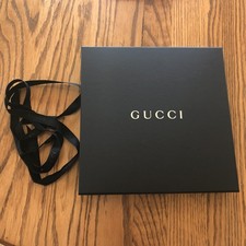 Gucci Black Empty Gift Storage Box With Ribbon Tissue 10 X 10