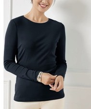 Talbots Navy Pima Cotton Lightweight Crew Nec...